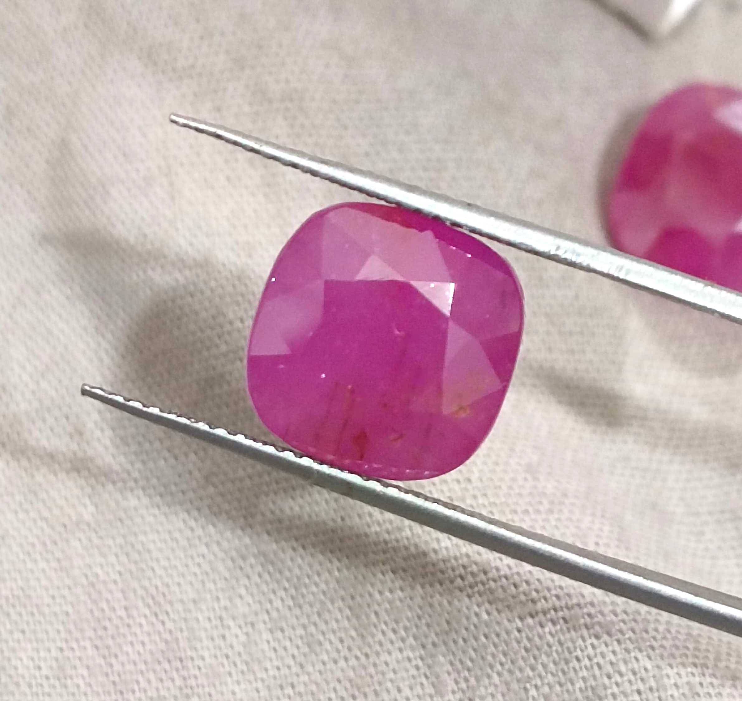 15.02ct Certified matching African ruby pair cushion cut purplish red stones (Copy)