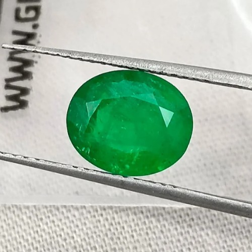 1.95ct Certified deep vivid green Zambian emerald oval cut Loose Stone/