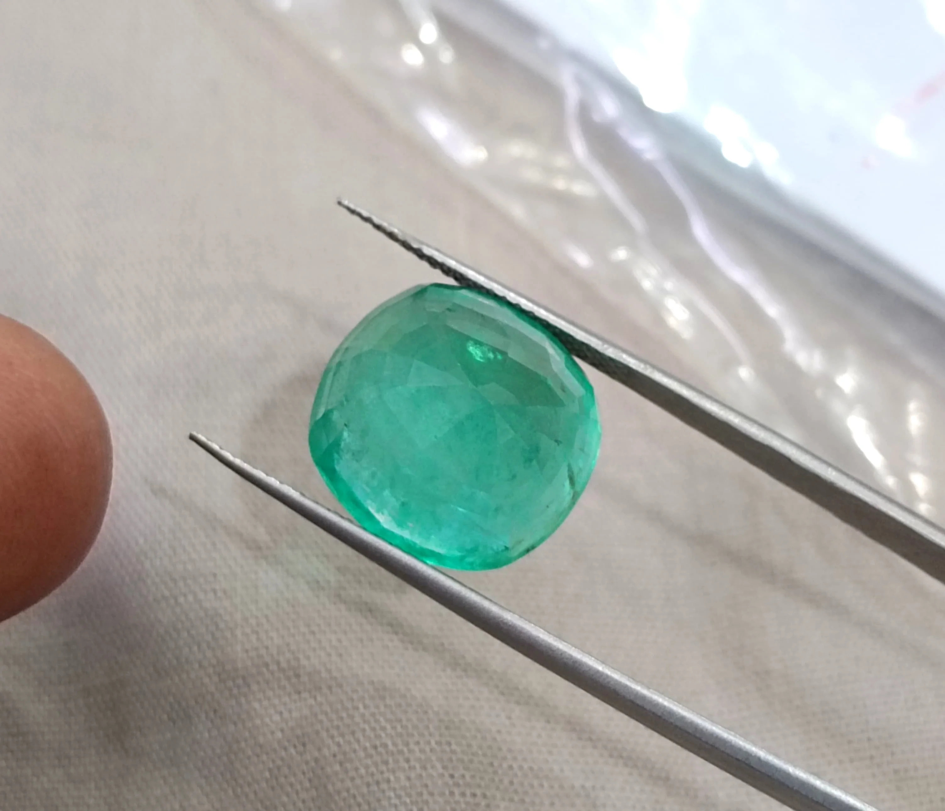 13.94ct Natural emerald medium strong green cushion cut stone