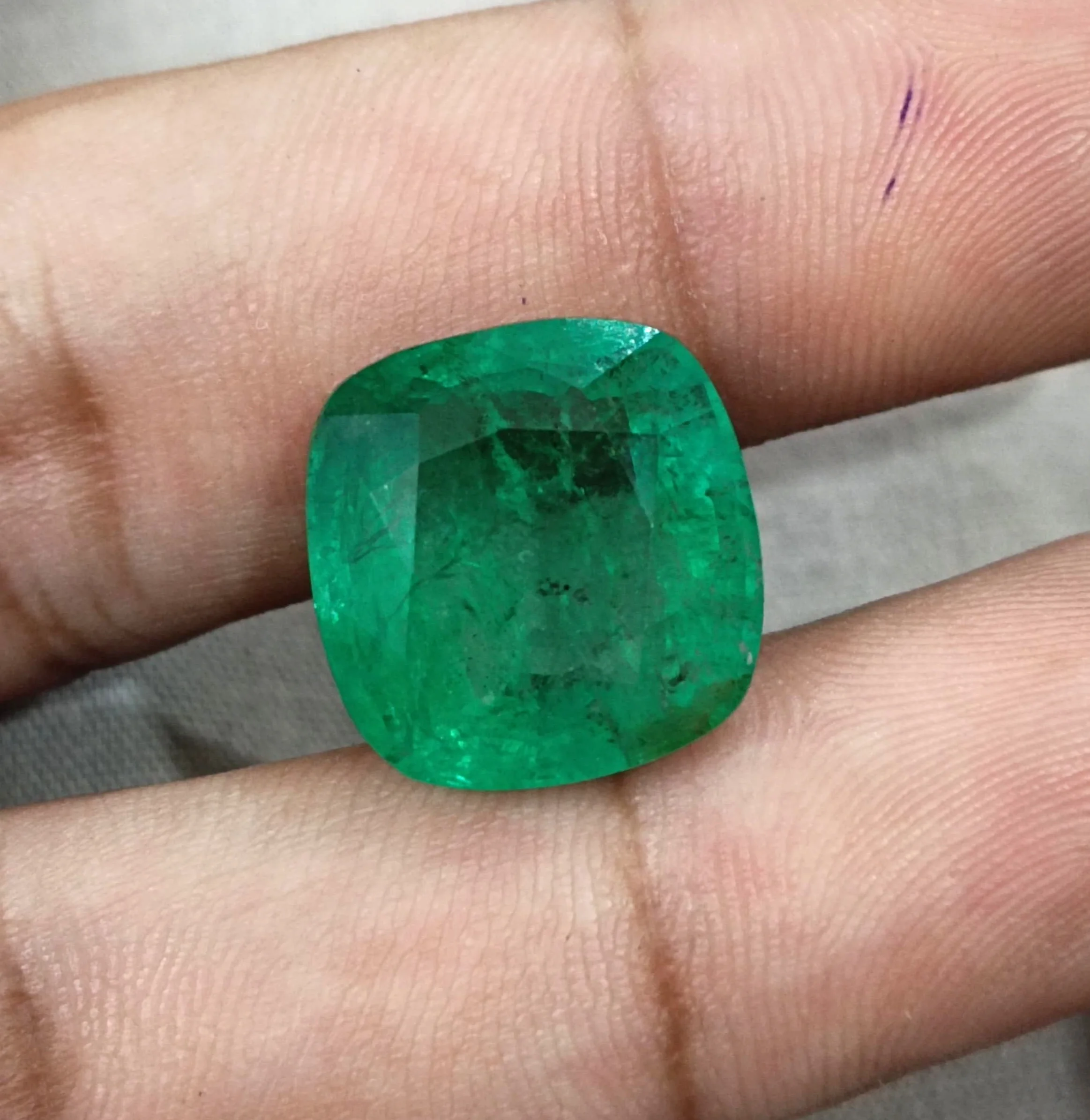 14.42ct Zambian emerald bright medium deep octagon cut natural gemstone