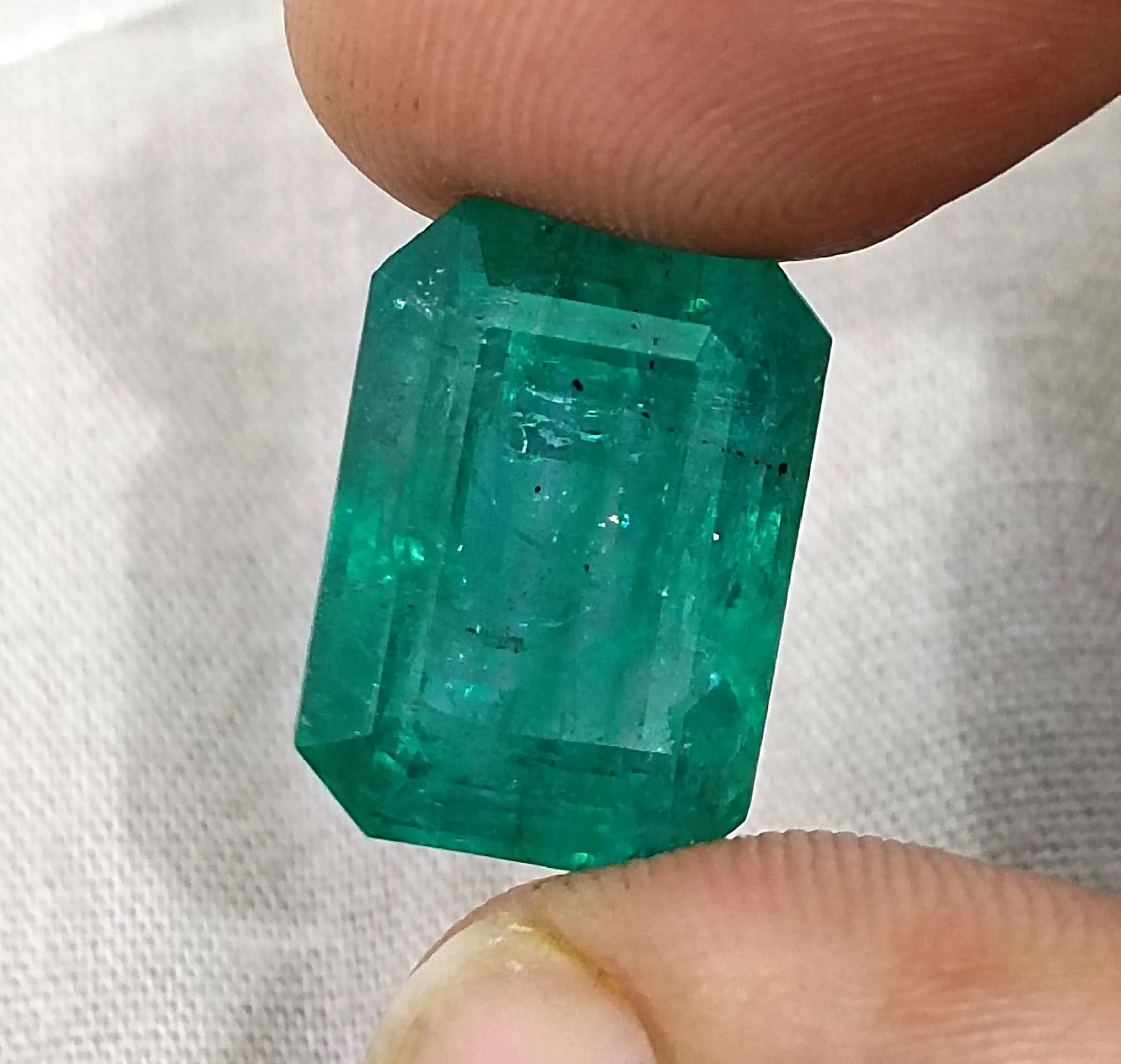 13.86ct Natural emerald Zambia deep green octagon cut stone