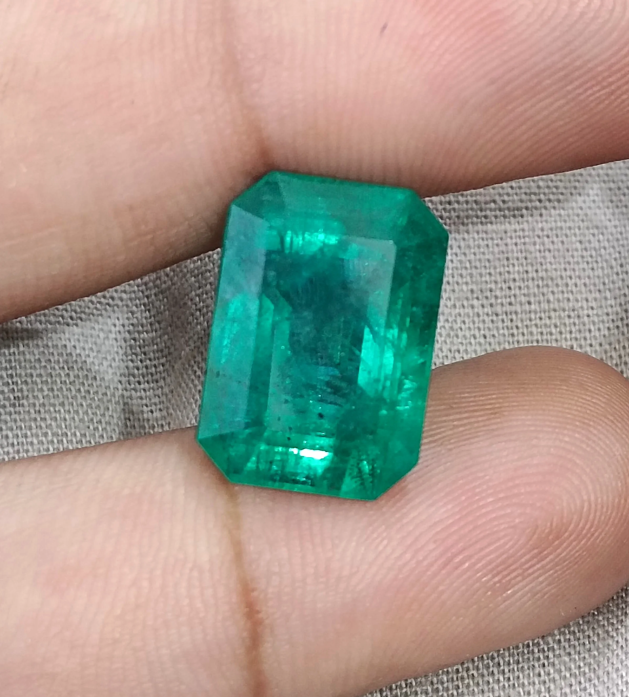 13.86ct Natural emerald Zambia deep green octagon cut stone