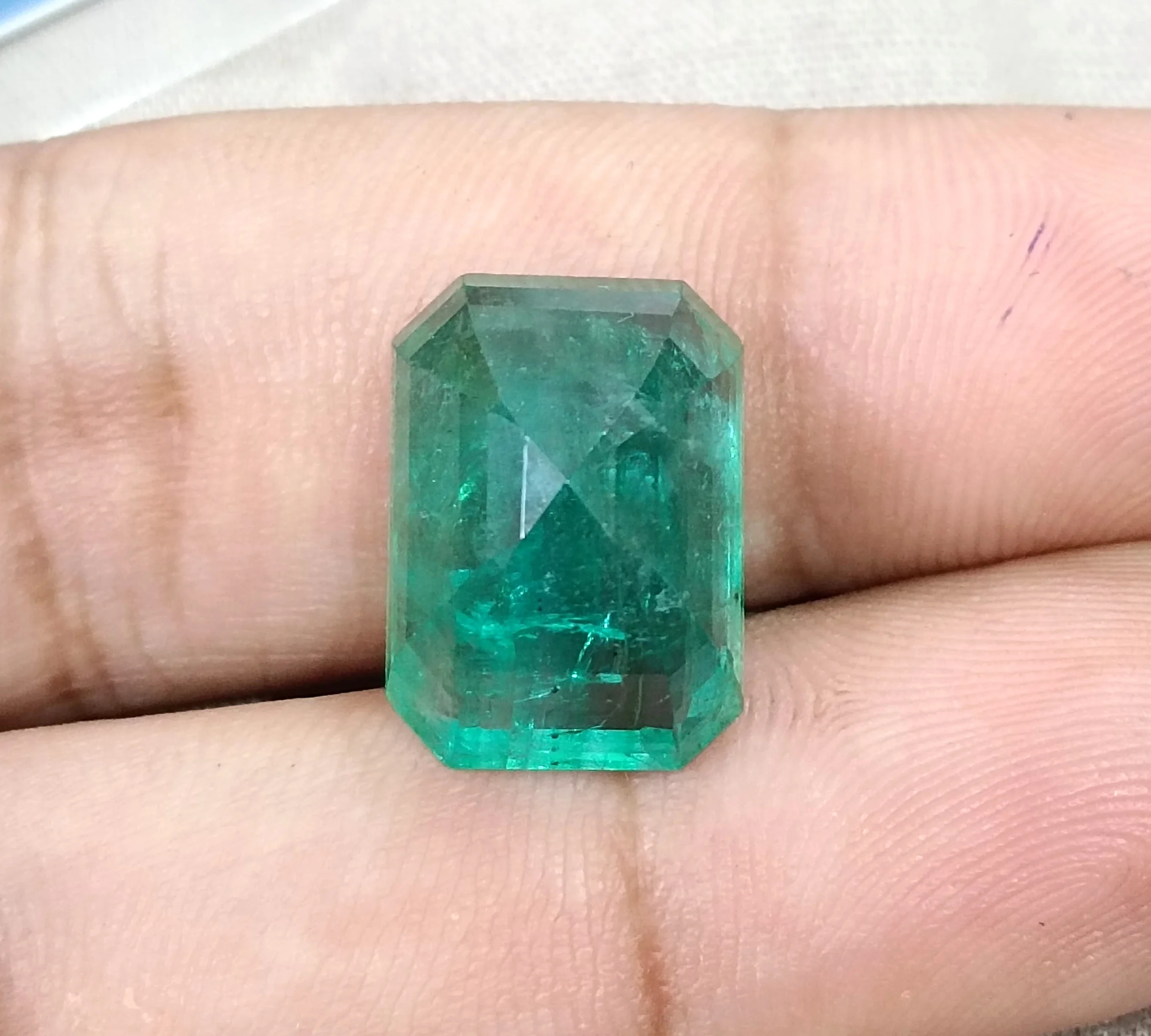 13.86ct Natural emerald Zambia deep green octagon cut stone