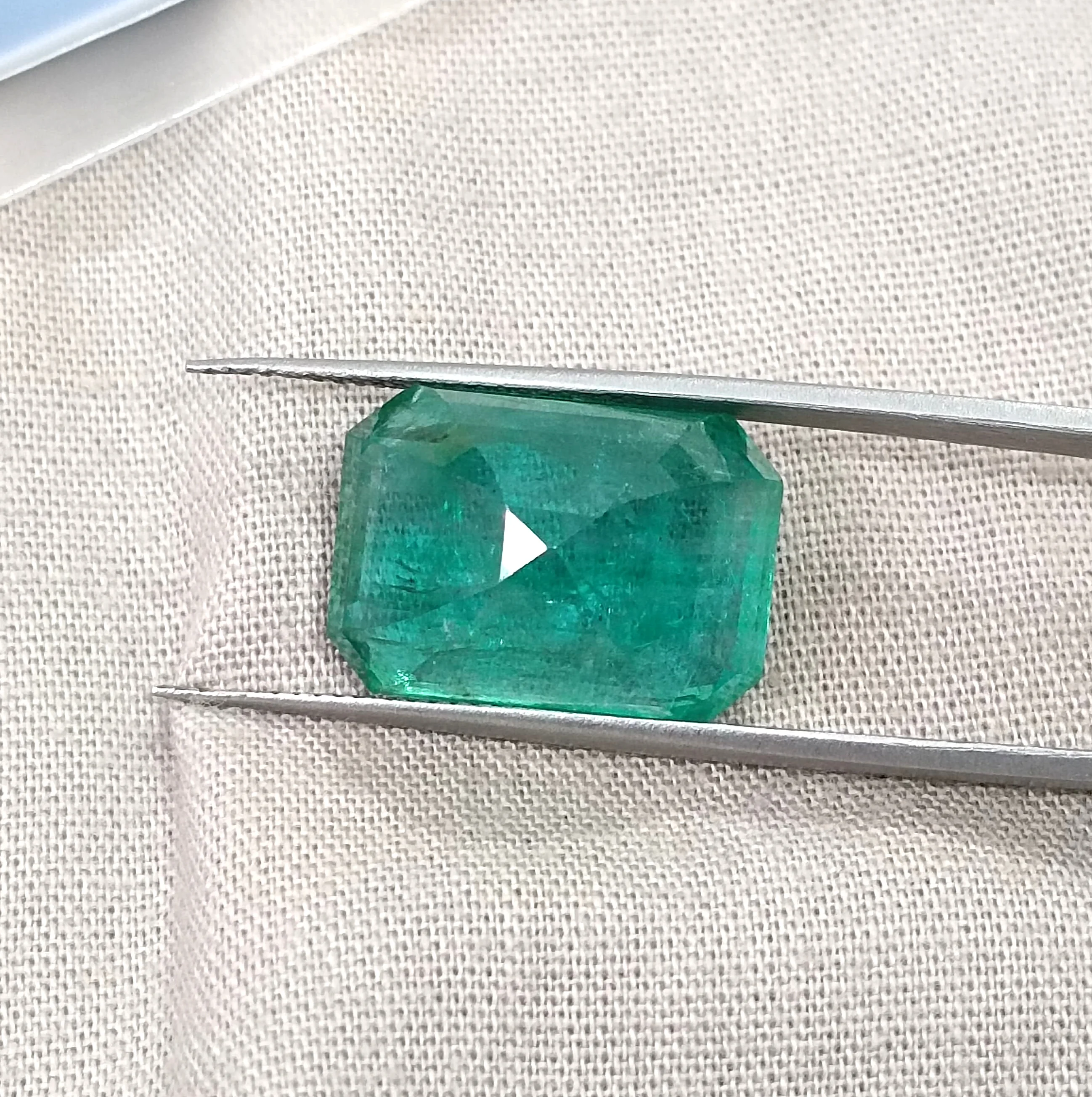 13.86ct Natural emerald Zambia deep green octagon cut stone