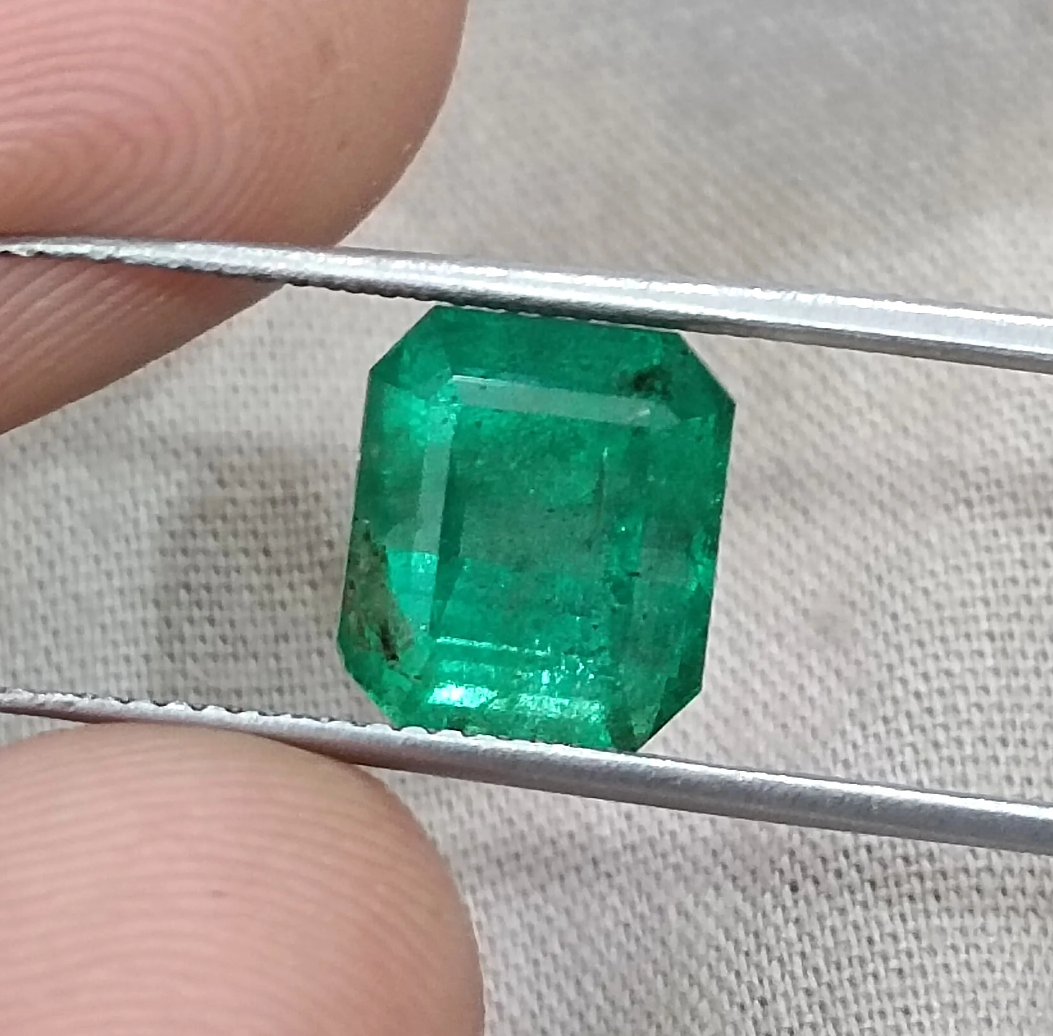 4.77ct Natural Zambian emerald medium deep mystic green octagon gemstone