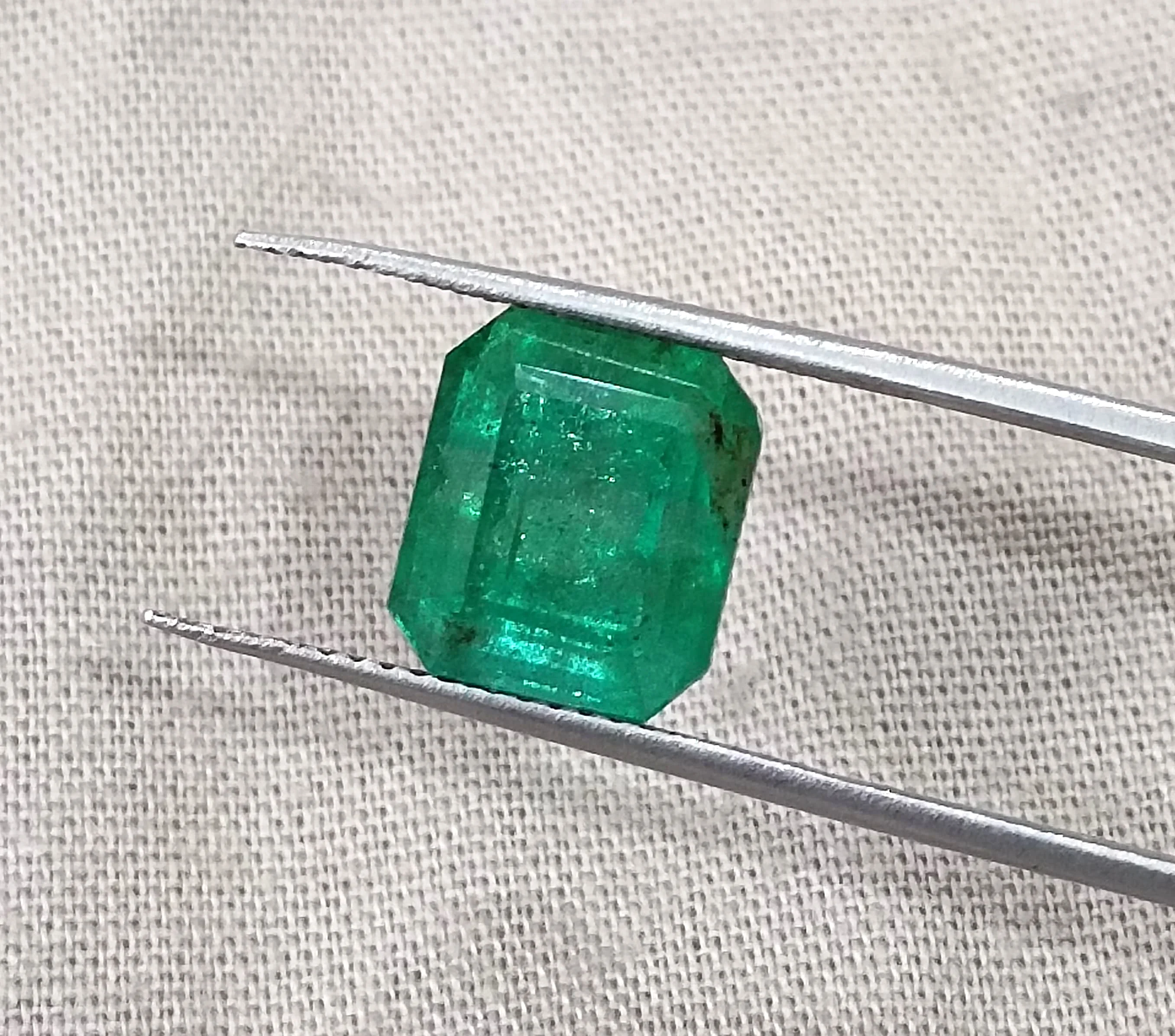 4.77ct Natural Zambian emerald medium deep mystic green octagon gemstone