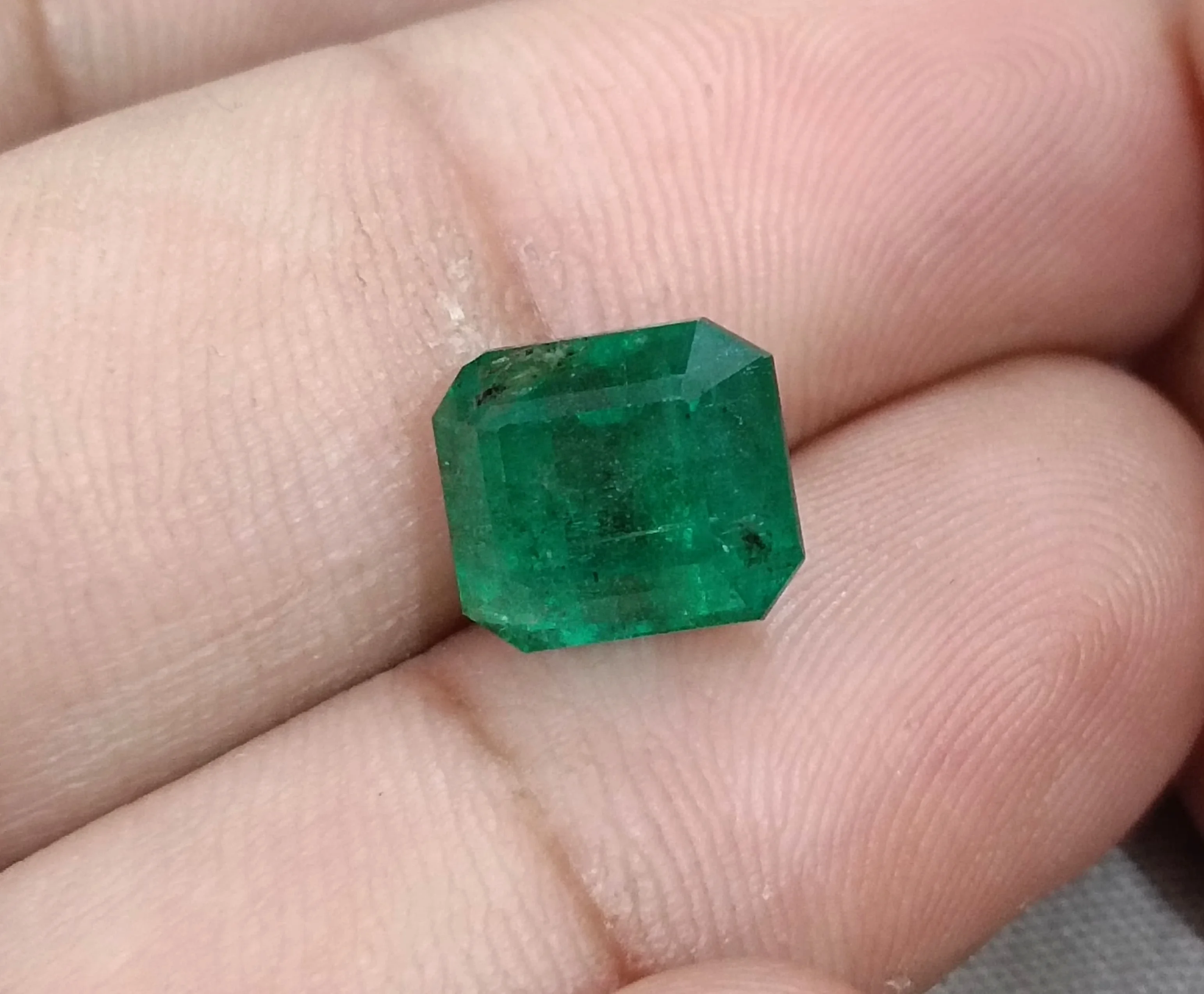 4.77ct Natural Zambian emerald medium deep mystic green octagon gemstone