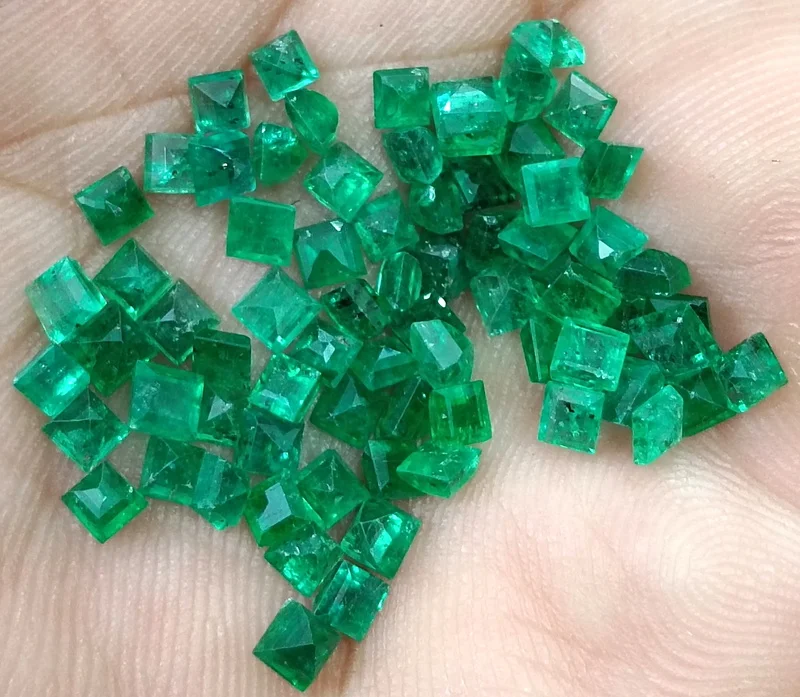 9.56ct Natural Panjshir emerald lot vivid deep green princess mm size gems/