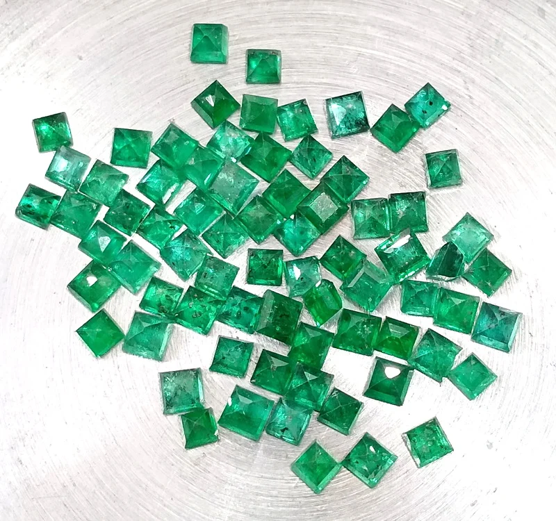 9.56ct Natural Panjshir emerald lot vivid deep green princess mm size gems