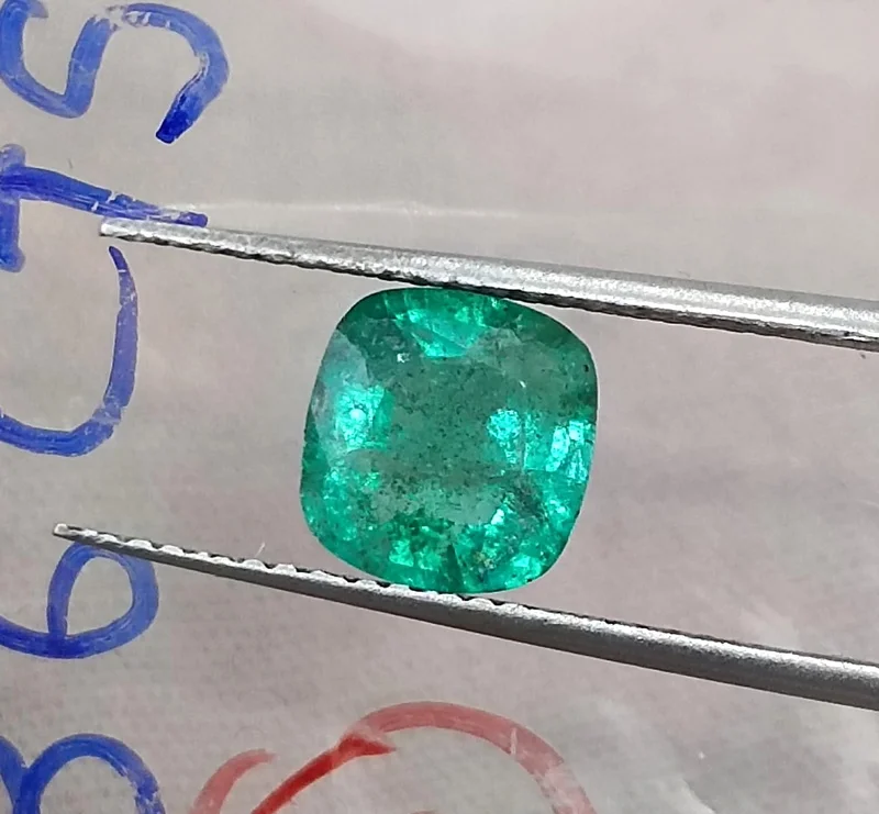 1.36ct Natural emerald medium neon green SGL certified cushion gemstone