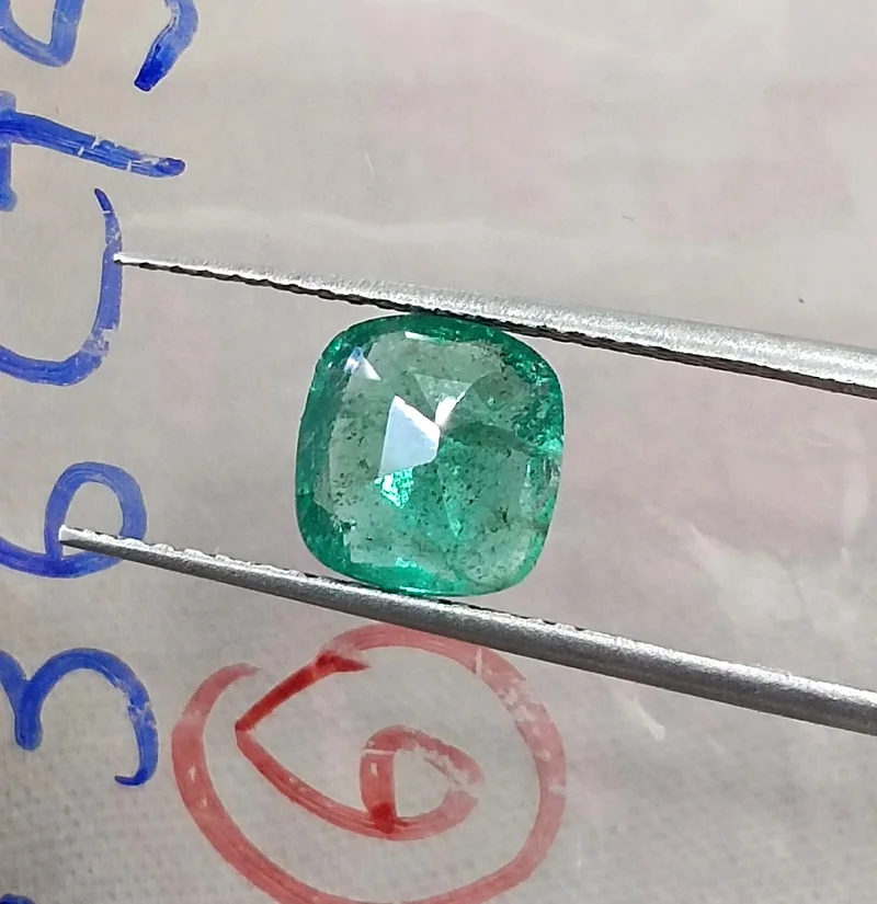 1.36ct Natural emerald medium neon green SGL certified cushion gemstone