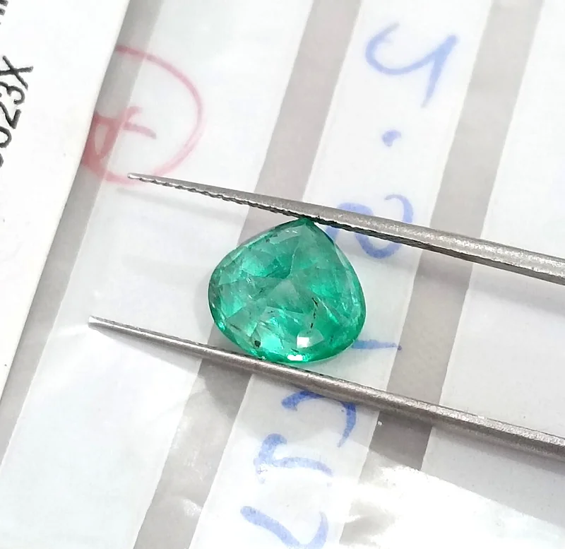 2.59ct Natural Colombian emerald medium green SGL certified pear cut stone