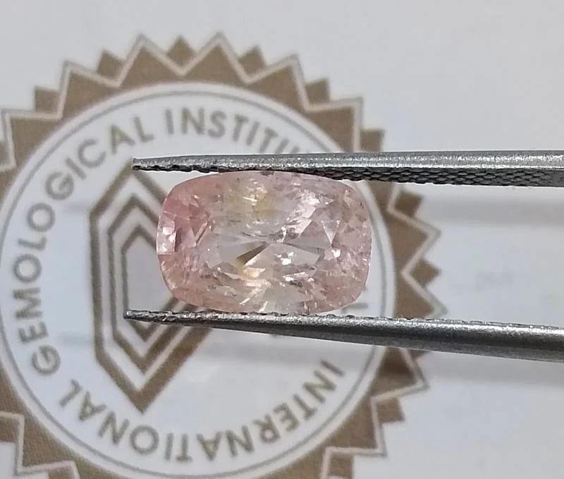 2.56ct IGI certified unheated padparadscha sapphire natural cushion gem