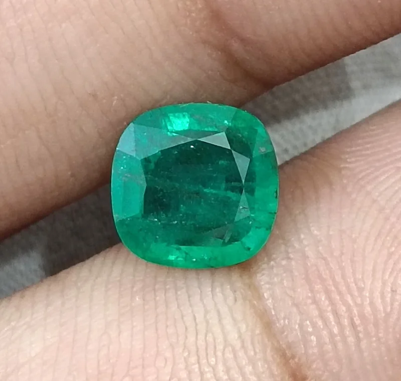 1.95ct Natural Emerald Zambia Medium Green SGL Certified Cushion Gemstone