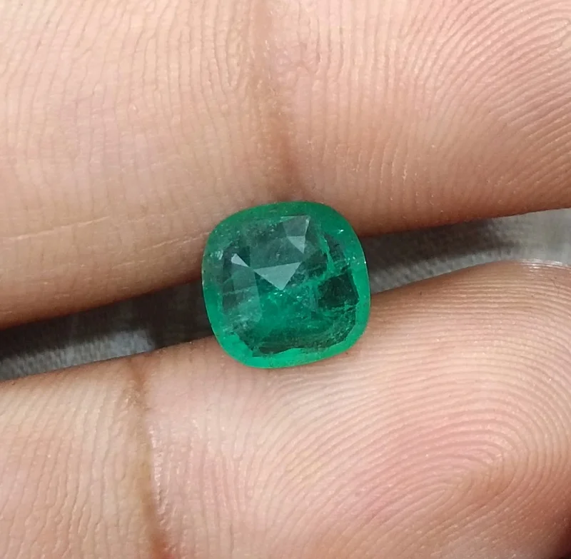 1.95ct Natural Emerald Zambia Medium Green SGL Certified Cushion Gemstone