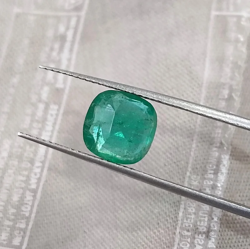 1.95ct Natural Emerald Zambia Medium Green SGL Certified Cushion Gemstone