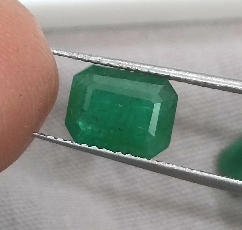 3.63ct Matched emerald pair Zambia deep green octagon Stones