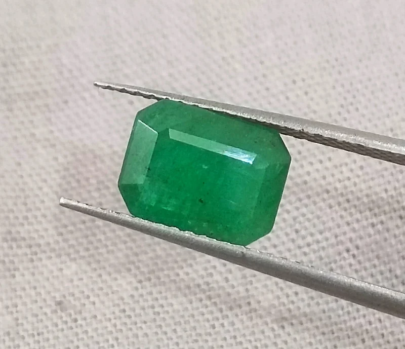 3.63ct Matched emerald pair Zambia deep green octagon Stones