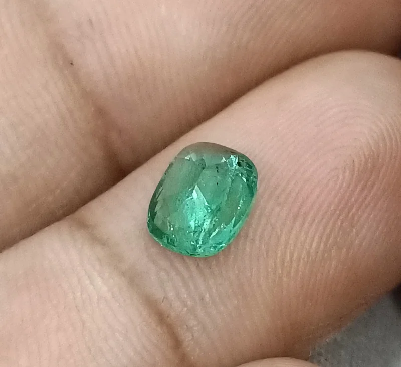 1.11ct Electric green natural emerald SGL certified Cushion gemstone