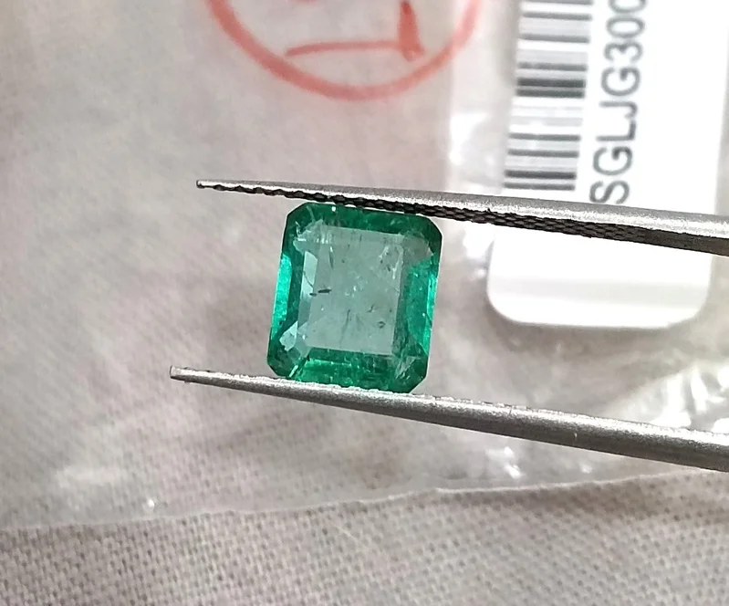 1.41ct Natural emerald Zambia medium deep green octagon SGL certified stone