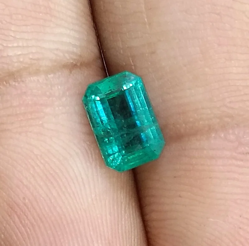 1.48ct Natural emerald SGL certified medium bluish green octagon gemstone/