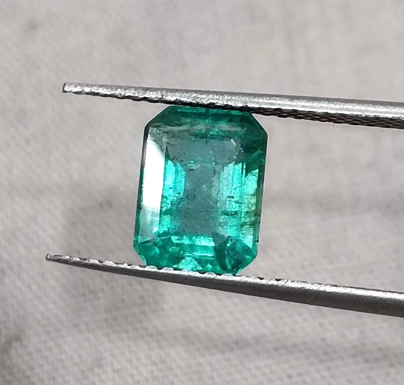 1.38ct Medium green natural emerald SGL certified octagon gemstone/