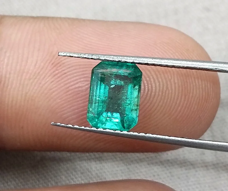 1.38ct Medium green natural emerald SGL certified octagon gemstone