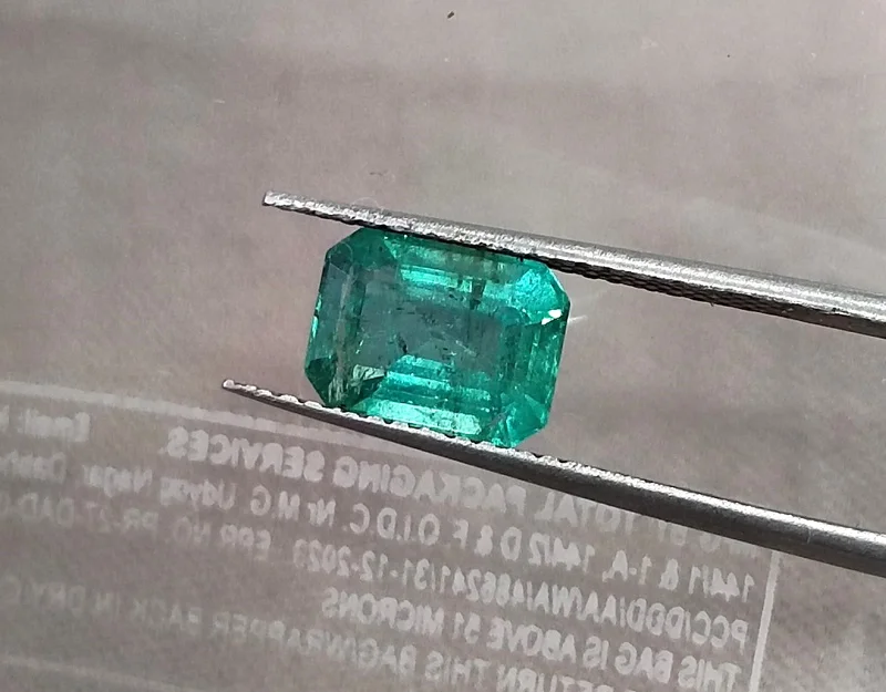 1.38ct Medium green natural emerald SGL certified octagon gemstone