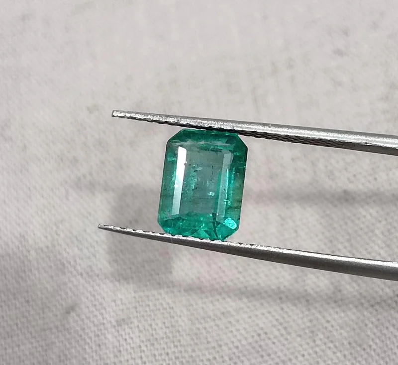 1.38ct Medium green natural emerald SGL certified octagon gemstone