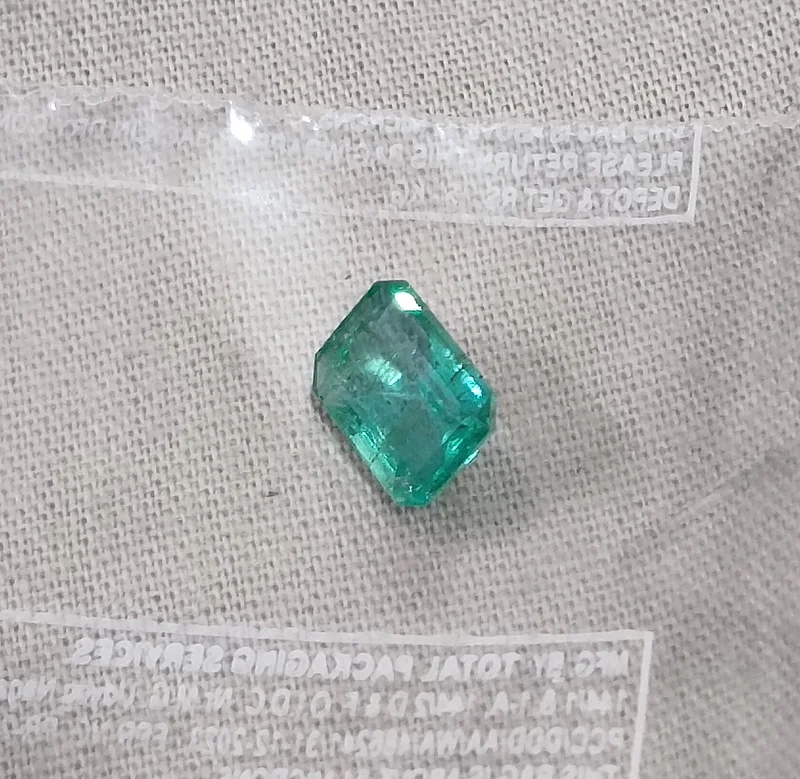 1.38ct Medium green natural emerald SGL certified octagon gemstone