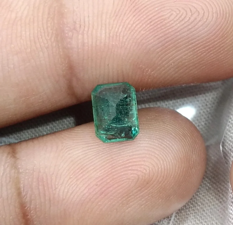 1.38ct Medium green natural emerald SGL certified octagon gemstone