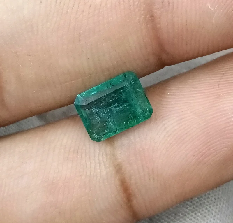 2.14ct Medium green natural emerald SGL certified octagon stone