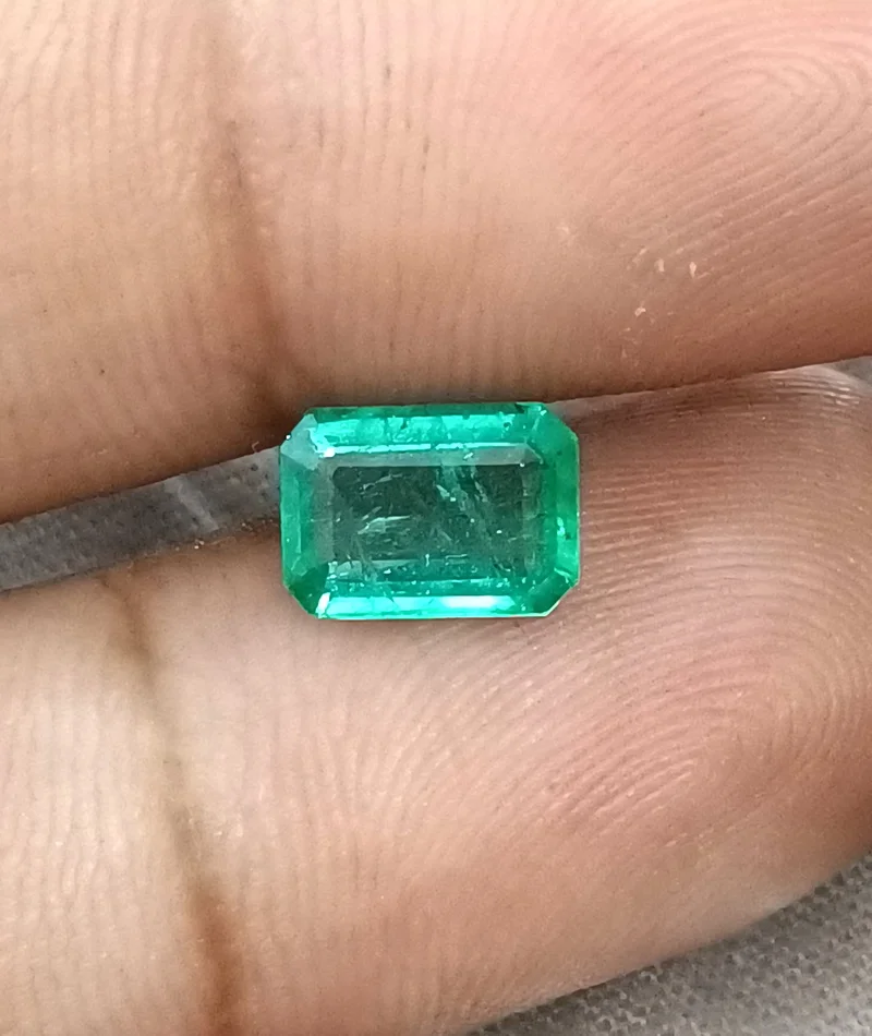 1.47ct Natural emerald pastel green octagon Zambian gemstone