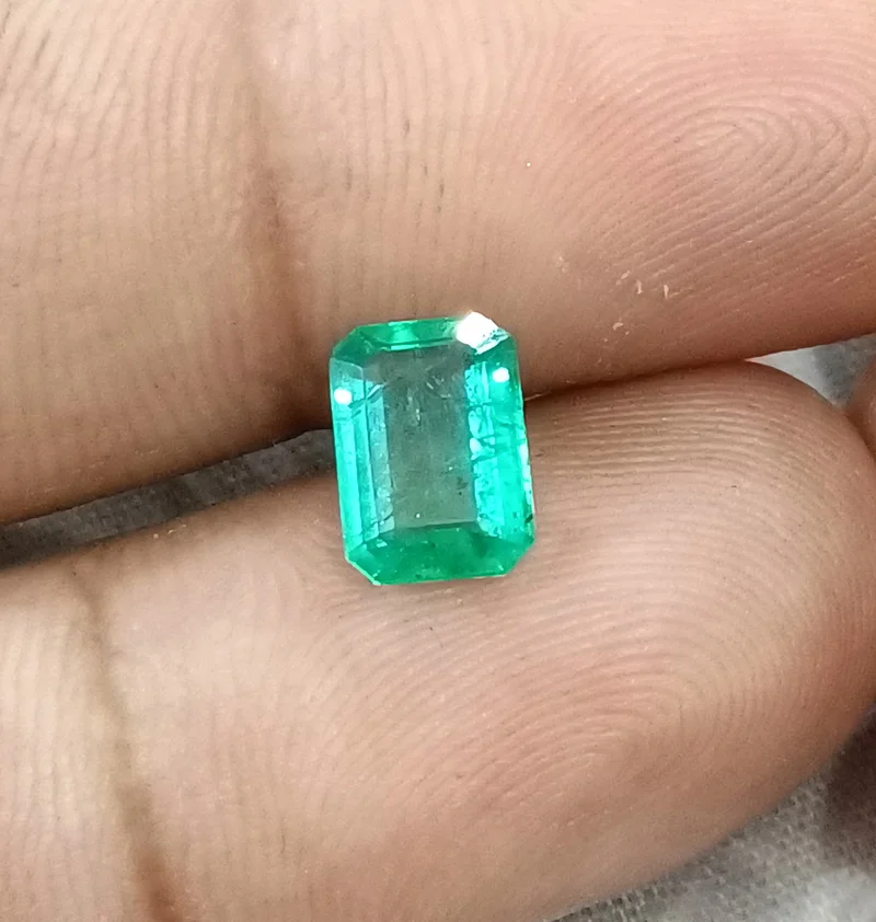 1.47ct Natural emerald pastel green octagon Zambian gemstone