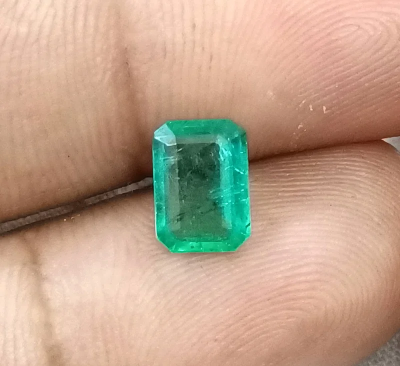 1.47ct Natural emerald pastel green octagon Zambian gemstone