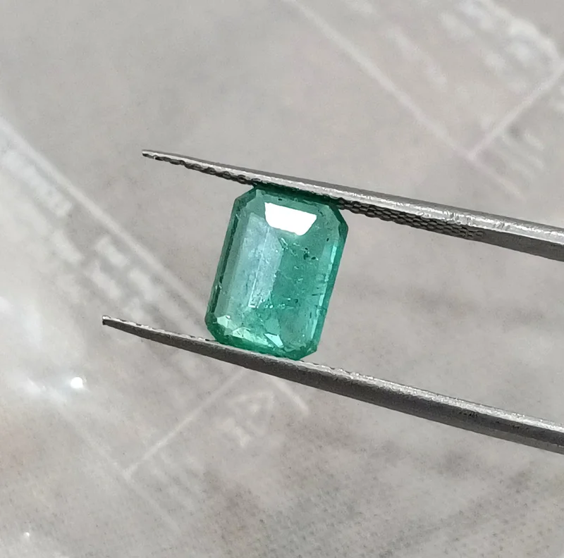 1.47ct Natural emerald pastel green octagon Zambian gemstone