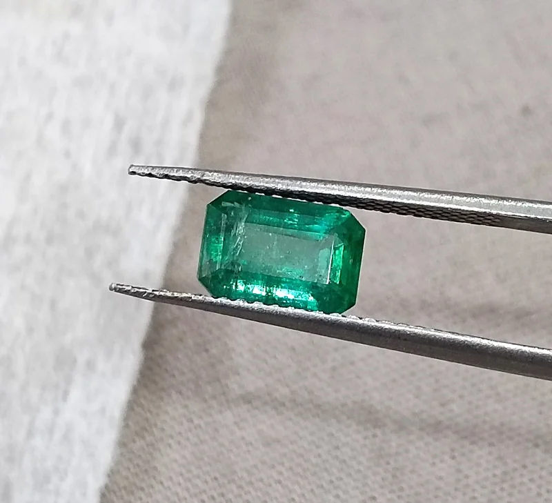 1.04ct Deep green natural emerald Zambia octagon gemstone