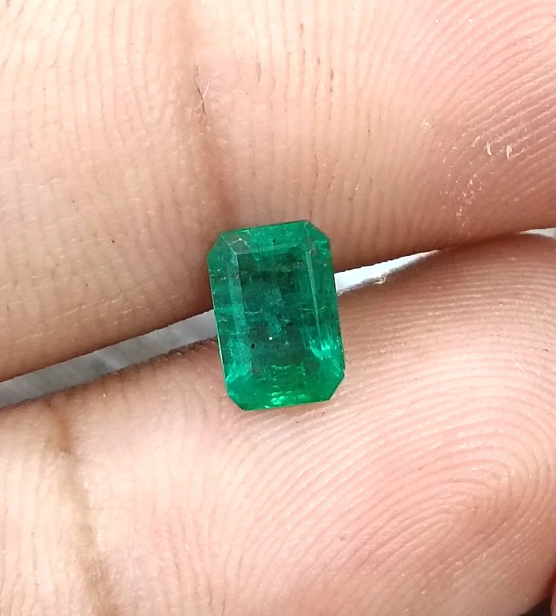 1.04ct Deep green natural emerald Zambia octagon gemstone