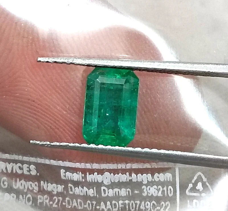 1.04ct Deep green natural emerald Zambia octagon gemstone