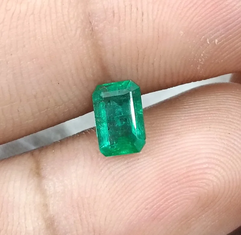1.04ct Deep green natural emerald Zambia octagon gemstone