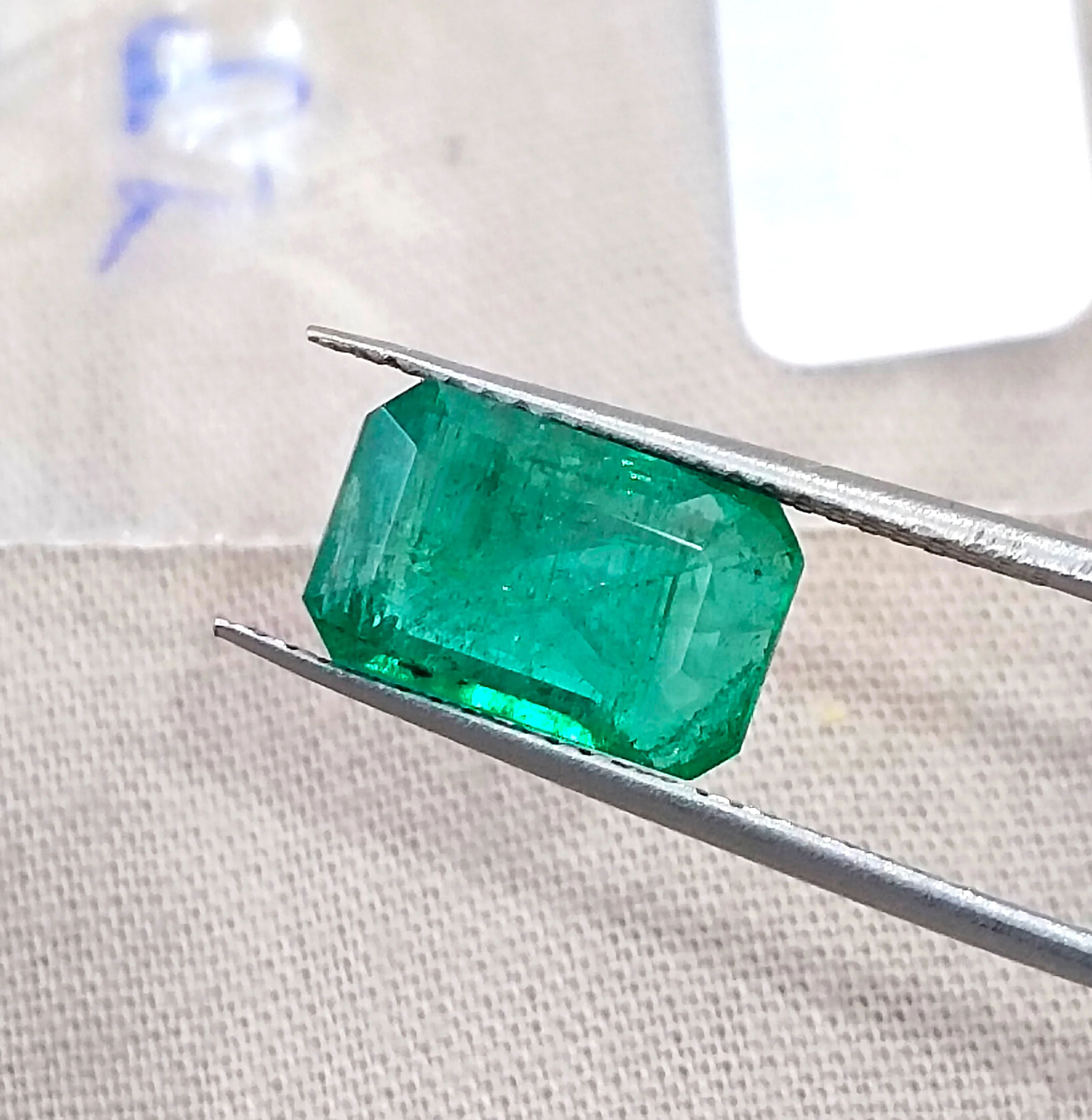 3.08ct Emerald medium deep green SGL certified octagon gemstone
