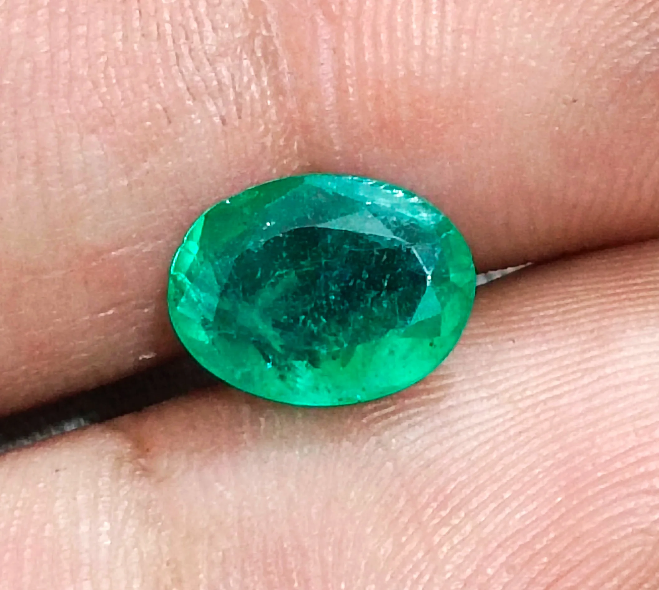 1.74ct Emerald deep green SGL certified oval Zambian gemstone/