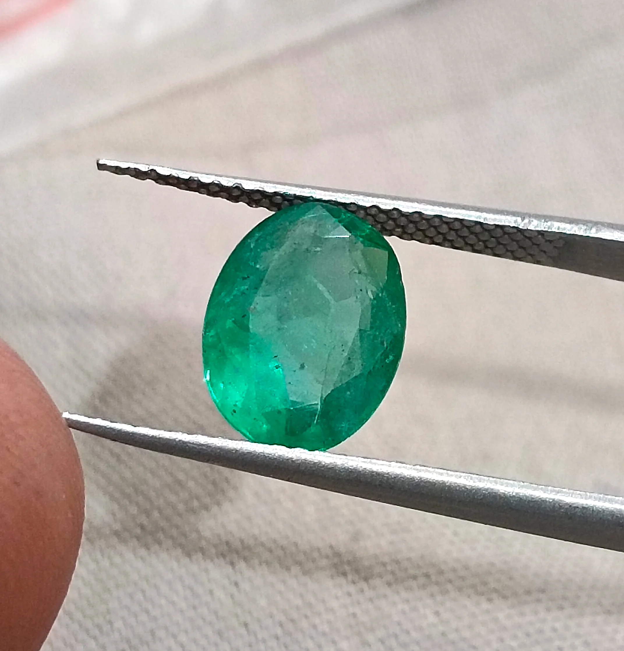 1.74ct Emerald deep green SGL certified oval Zambian gemstone