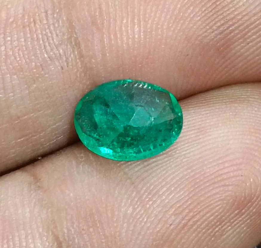 1.74ct Emerald deep green SGL certified oval Zambian gemstone