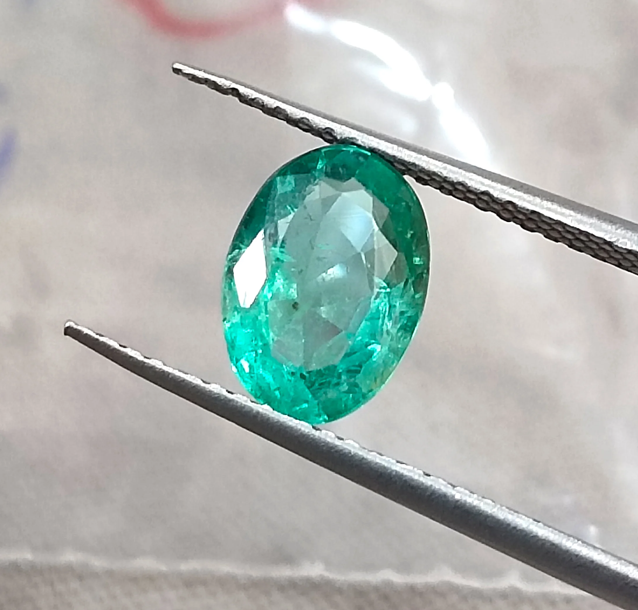 1.20ct Emerald Zambia medium light sea green oval SGL certified gemstone
