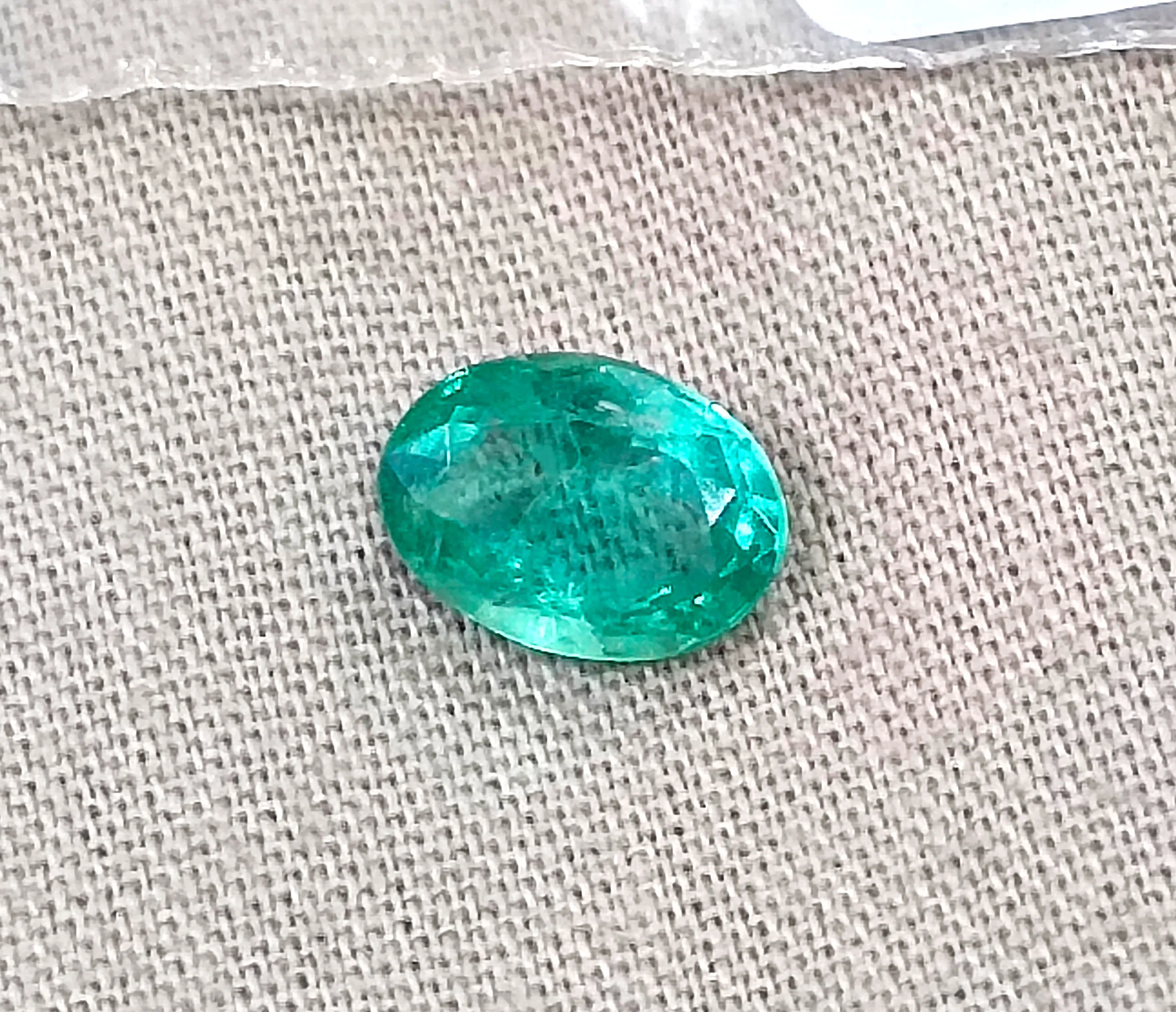1.20ct Emerald Zambia medium light sea green oval SGL certified gemstone