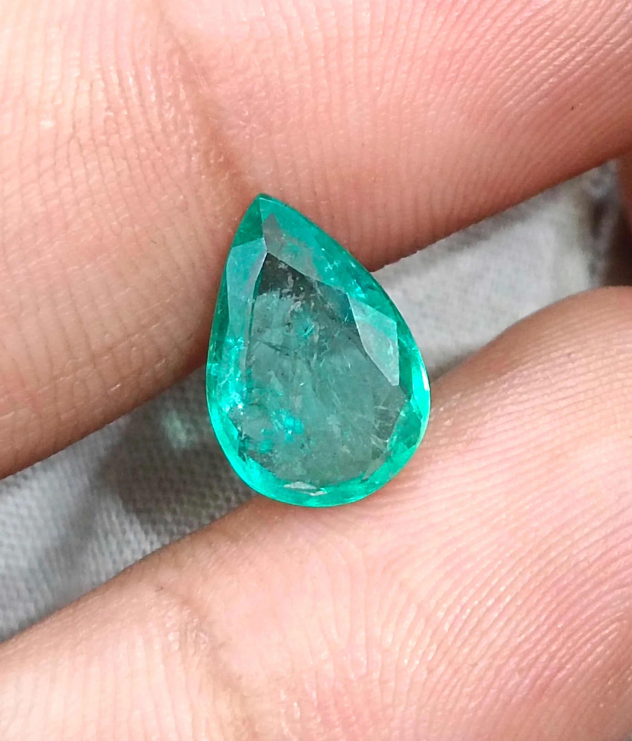 2.44ct Pear cut medium green natural emerald SGL certified stone/