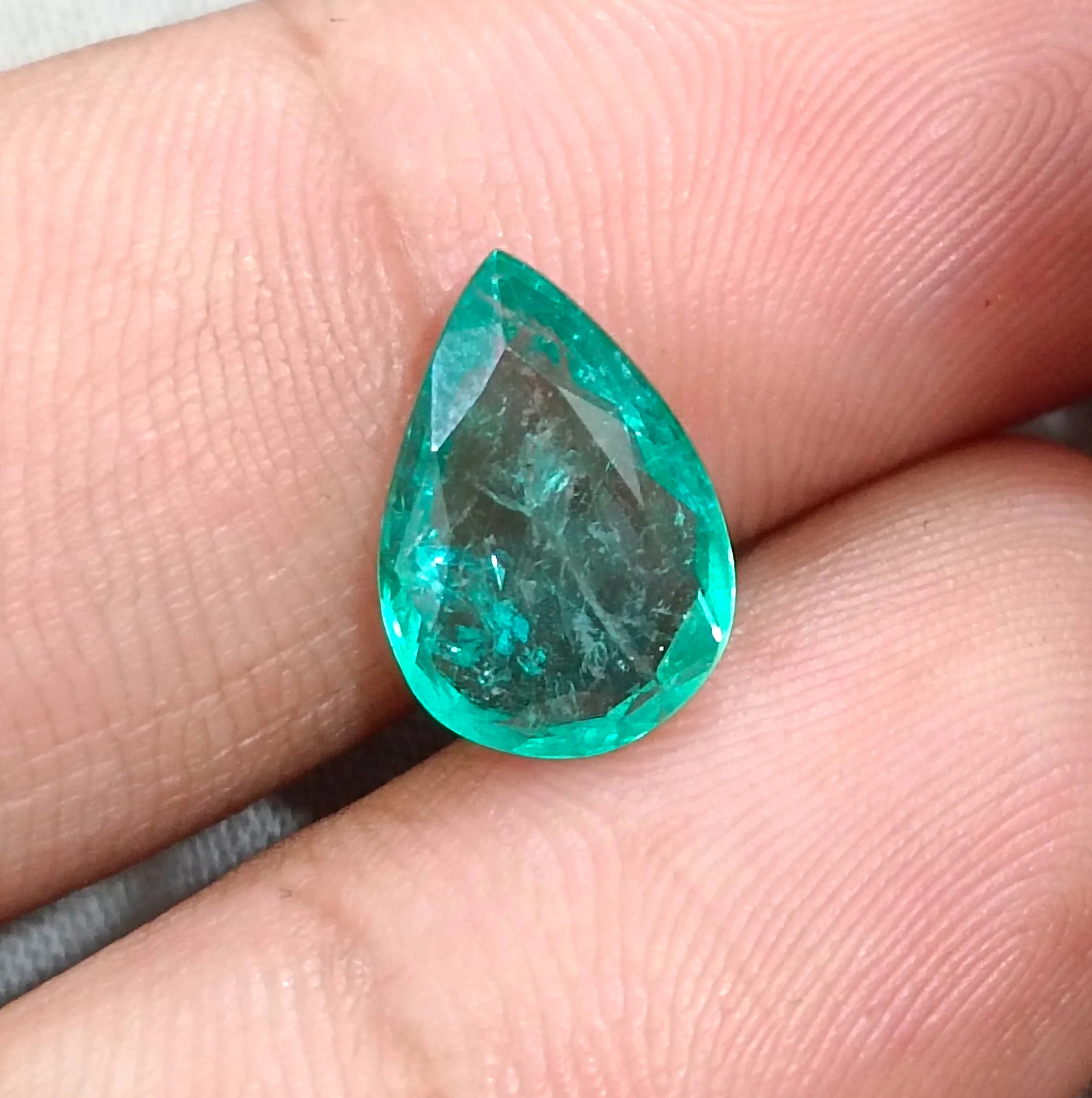 2.44ct Pear cut medium green natural emerald SGL certified stone