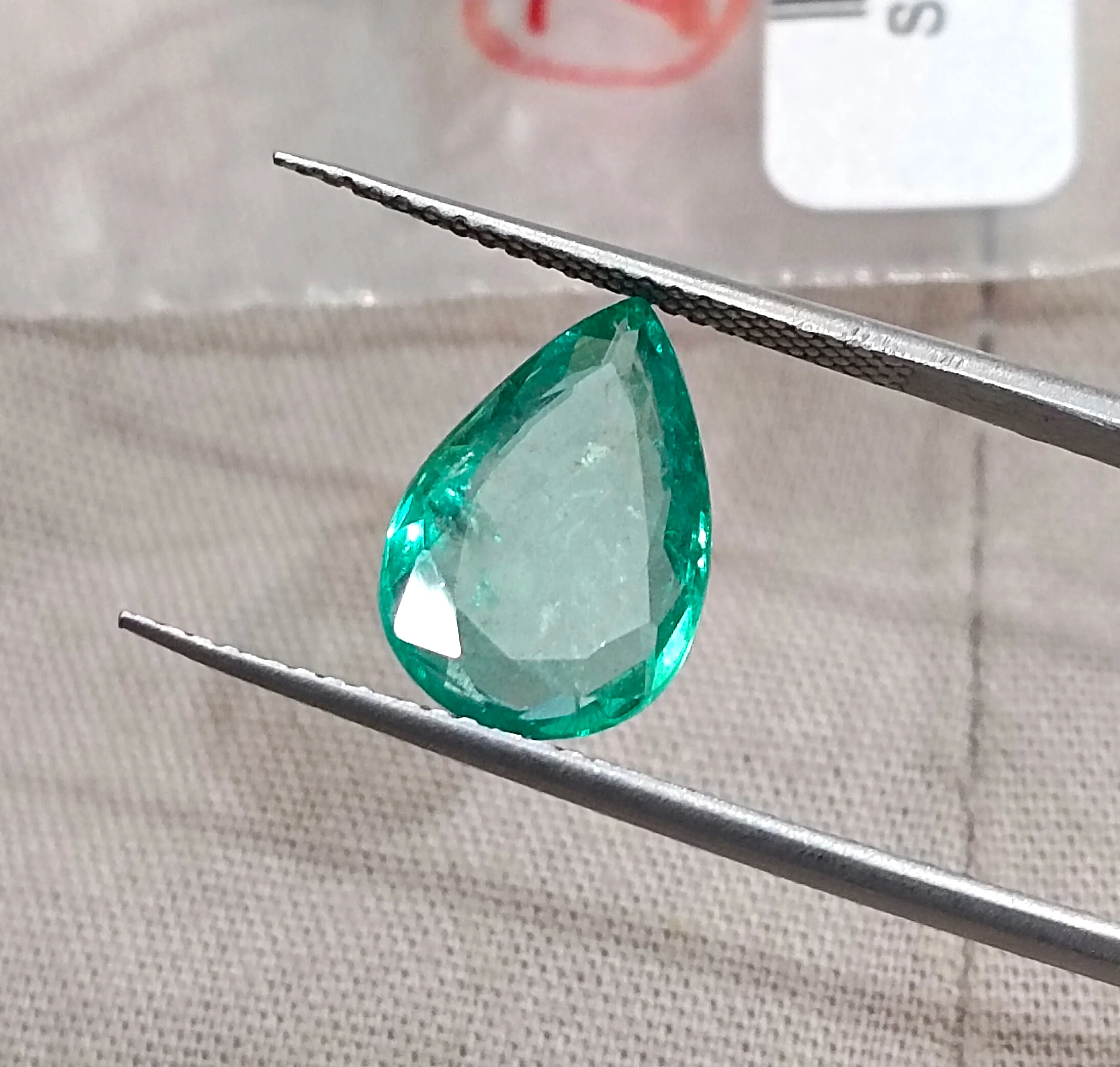 2.44ct Pear cut medium green natural emerald SGL certified stone