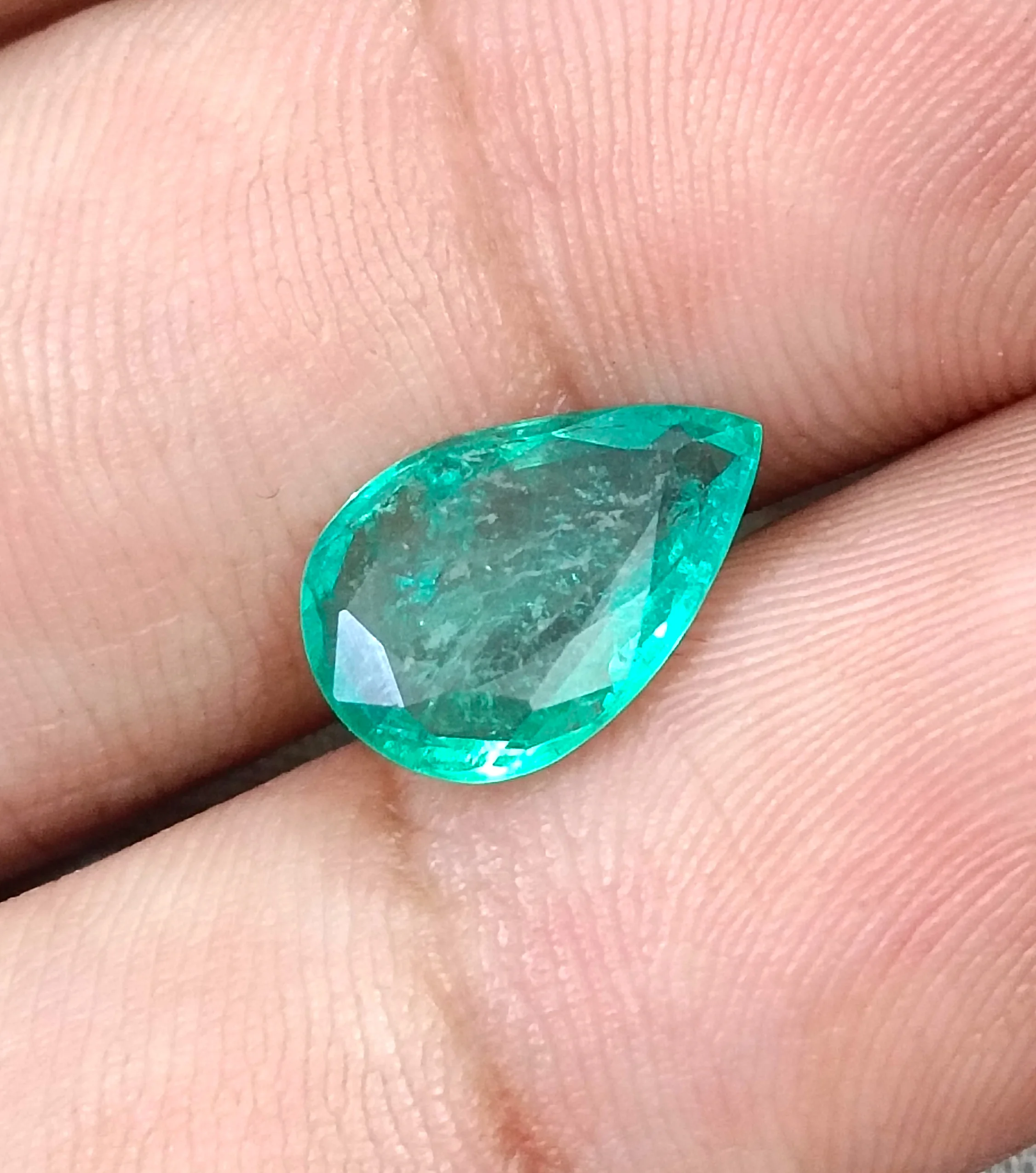 2.44ct Pear cut medium green natural emerald SGL certified stone